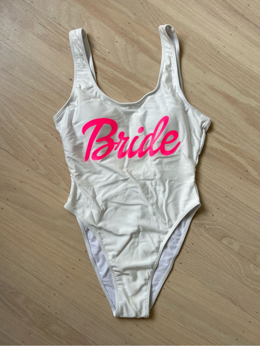 Barbie-Font BRIDE White One Piece Swimsuit Bachelorette Party